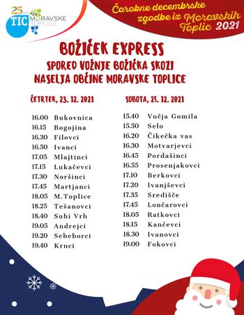 Božiček Express - vožnja Božička skozi naselja v občini Moravske Toplice 