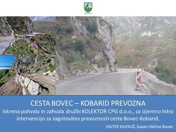 Cesta Bovec - Kobarid je ponovno odprta