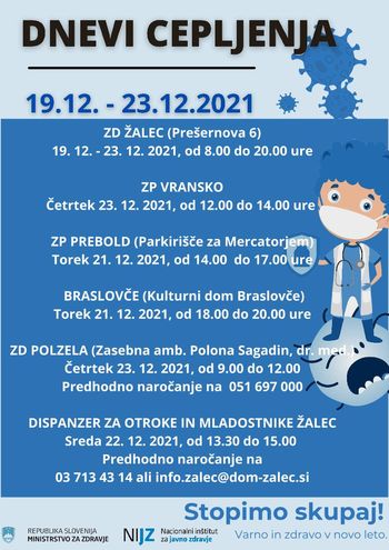 Od 19. do 23. decembra slovenski dnevi cepljenja