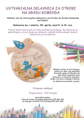 Ustvarjalna delavnica za otroke - sobota, 30. 4. 2022, Grad Komenda