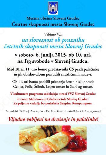 Slovesnost ob prazniku četrtnih skupnosti mesta Slovenj Gradec